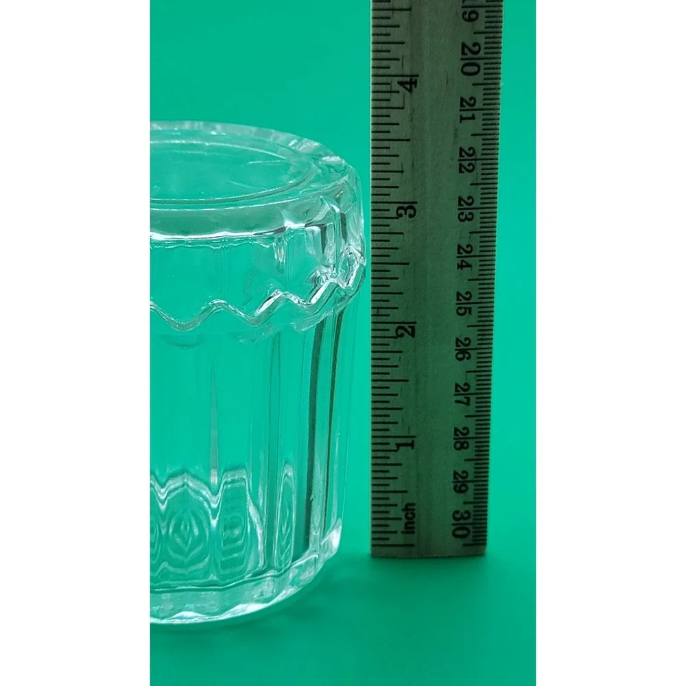 Vintage Glass Ribbed Jar With Lid, Anchor Hocking c1920 3.25 X 2.5 Trinkets‎